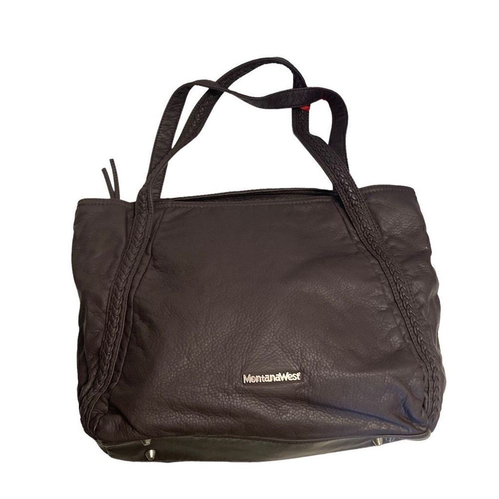 Montana‎ West Women's Brown Vegan Leather Hobo Tote Bag Size Large NWT